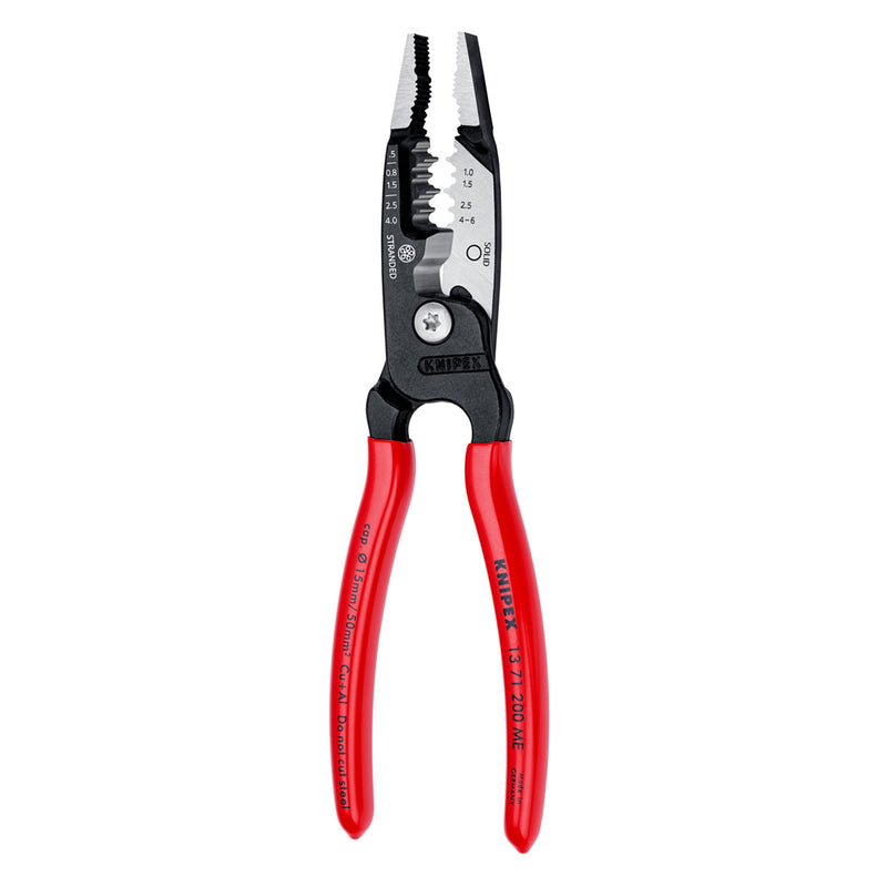 Kìm điện đa năng hệ mét KNIPEX 13 71 200 ME chiều dài 200mm, mạ đen nhám tay cầm bọc nhựa kháng dầu mở
