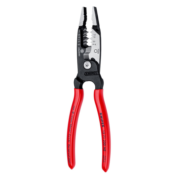 Kìm điện đa năng hệ mét KNIPEX 13 71 200 ME chiều dài 200mm, mạ đen nhám tay cầm bọc nhựa kháng dầu mở