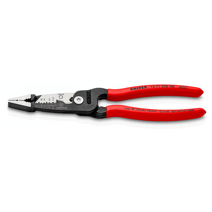Kìm điện đa năng hệ mét KNIPEX 13 71 200 ME chiều dài 200mm, mạ đen nhám tay cầm bọc nhựa kháng dầu mở
