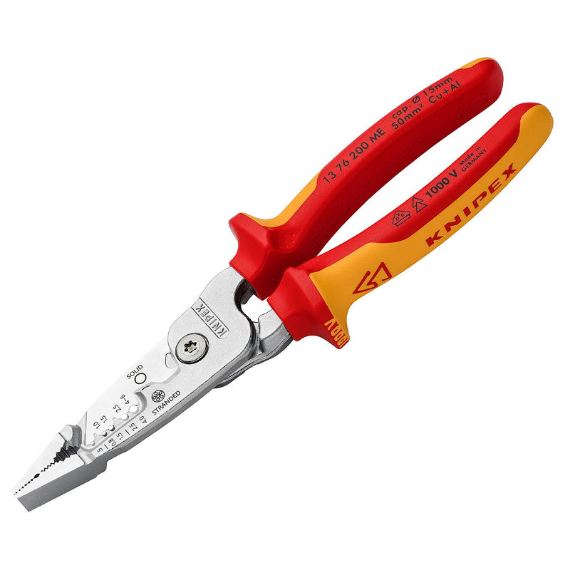 Kìm điện đa năng hệ mét KNIPEX 13 76 200 ME cách điện 1000V, chiều dài 200mm, mạ chrome