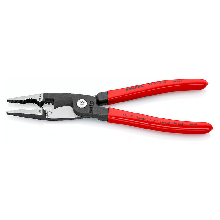 Kìm điện đa năng 6 trong 1 KNIPEX 13 81 200 chiều dài 200mm, mạ đen nhám tay cầm bọc nhựa kháng dầu mỡ