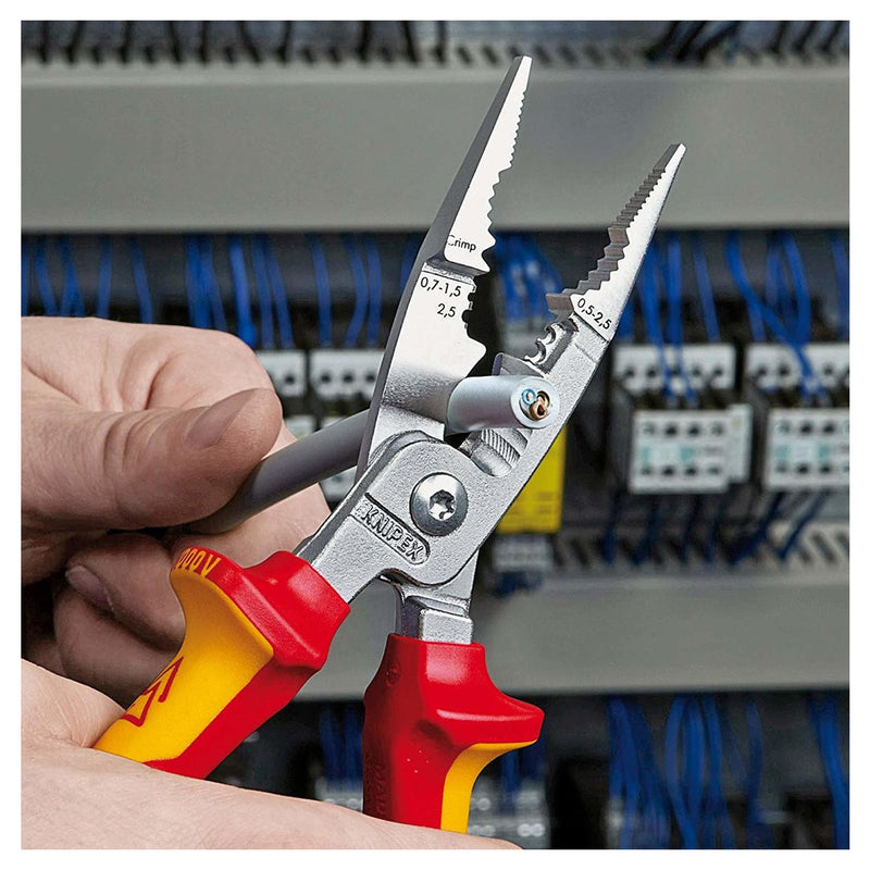 Kìm điện đa năng 6 trong 1 KNIPEX 13 86 200 cách điện 1000V chiều dài 200mm, mạ chrome