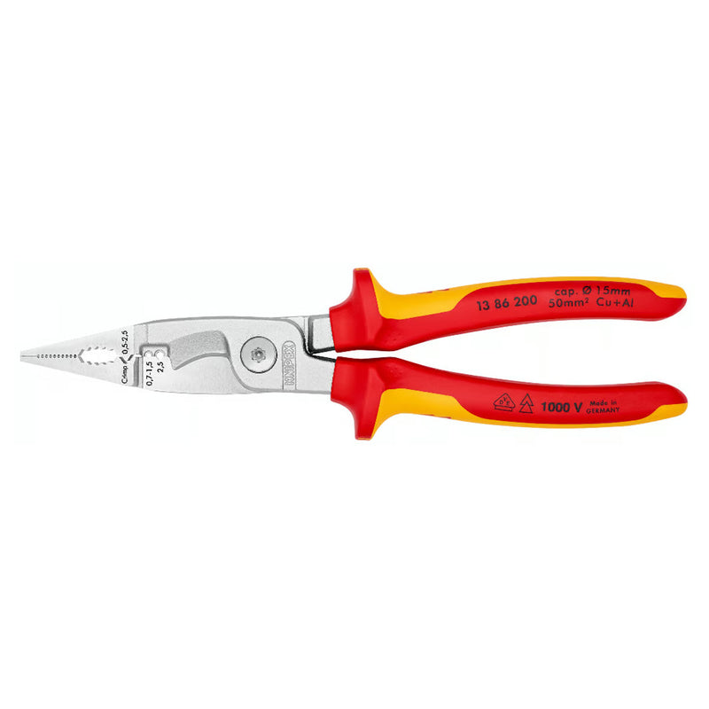 Kìm điện đa năng 6 trong 1 KNIPEX 13 86 200 cách điện 1000V chiều dài 200mm, mạ chrome