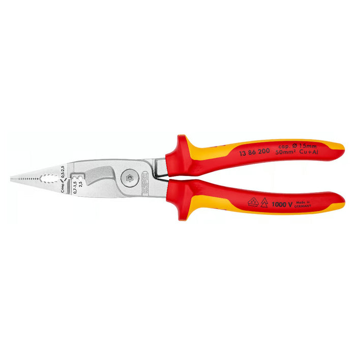 Kìm điện đa năng 6 trong 1 KNIPEX 13 86 200 cách điện 1000V chiều dài 200mm, mạ chrome