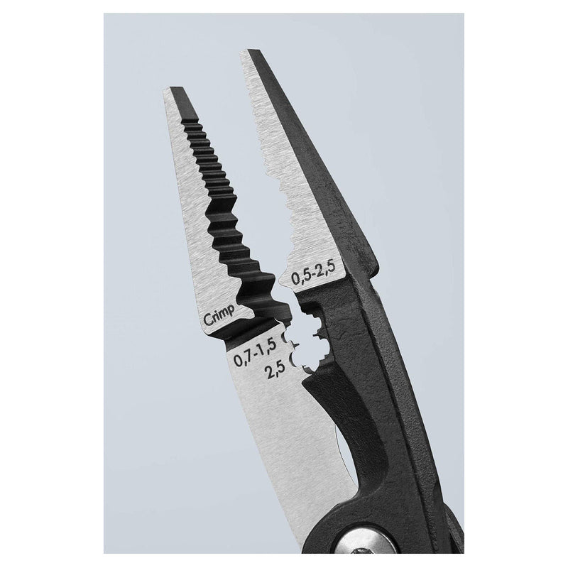 Kìm điện đa năng 6 trong 1 KNIPEX 13 91 200 có lò xo, nút khóa ngàm chiều dài 200mm, mạ đen nhám tay cầm bọc nhựa kháng dầu mỡ