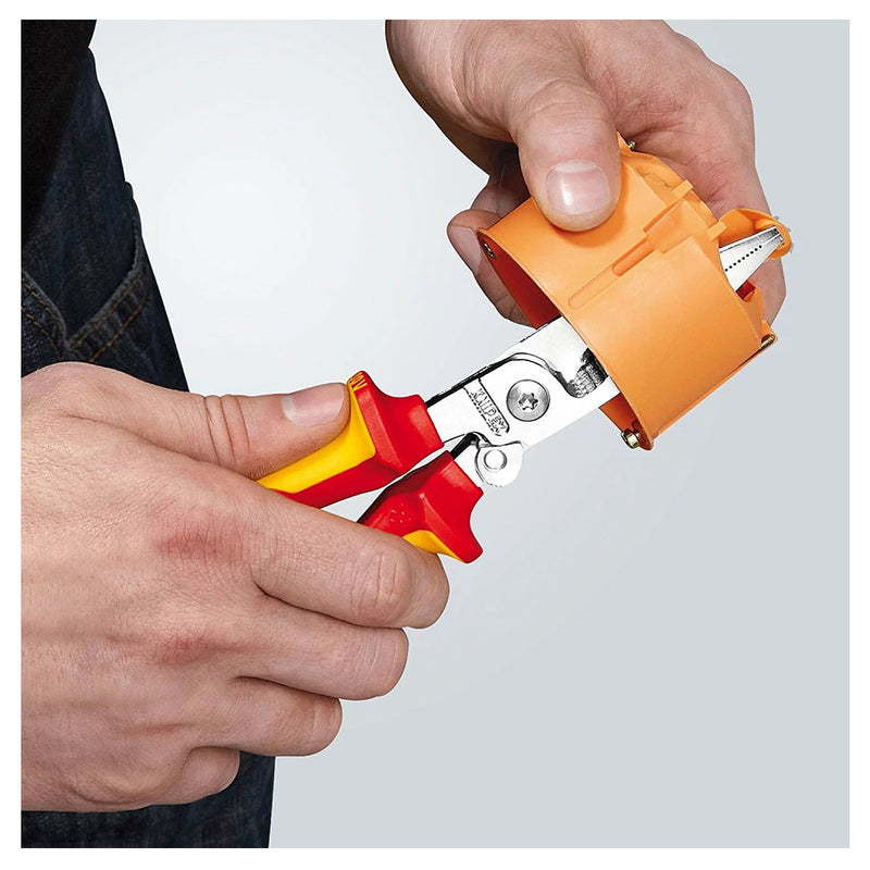 Kìm điện đa năng 6 trong 1 KNIPEX cách điện 1000V, có lò xo nút khóa ngàm chiều dài 200mm, mạ chrome