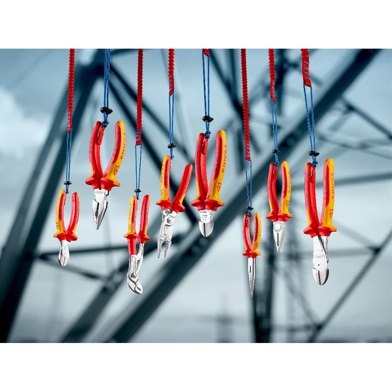 Kìm điện đa năng 6 trong 1 KNIPEX cách điện 1000V, có lò xo nút khóa ngàm chiều dài 200mm, mạ chrome