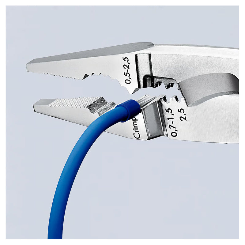 Kìm điện đa năng 6 trong 1 KNIPEX cách điện 1000V, có lò xo nút khóa ngàm chiều dài 200mm, mạ chrome