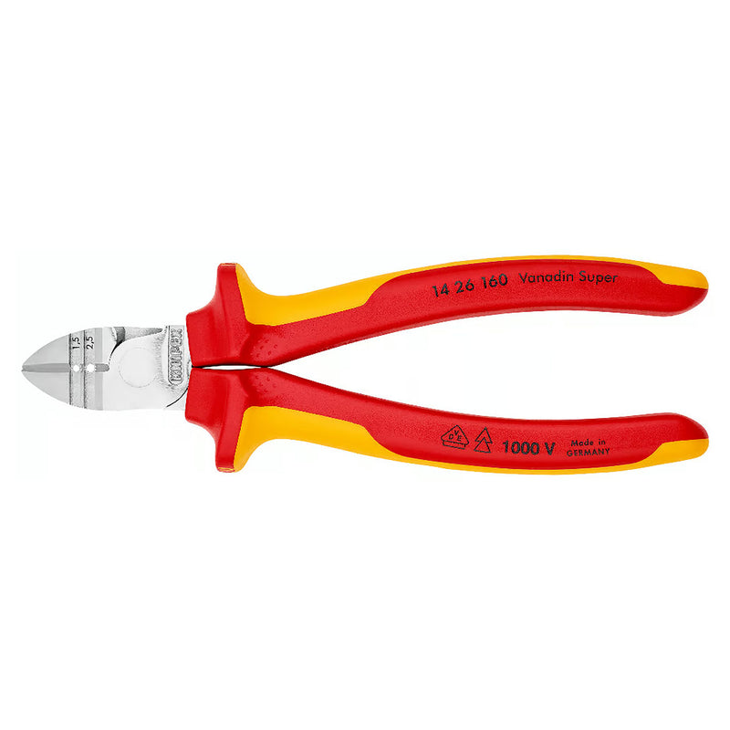 Kìm cắt có lỗ tuốt dây KNIPEX 14 26 160 cách điện 1000V chiều dài 160mm, mạ chrome