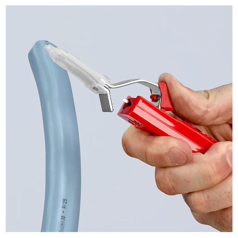 Dụng cụ tuốt dây, tích hợp dao rọc KNIPEX 16 20 165 SB khả năng tuốt từ Ø8mm - 28mm, chiều dài 165mm