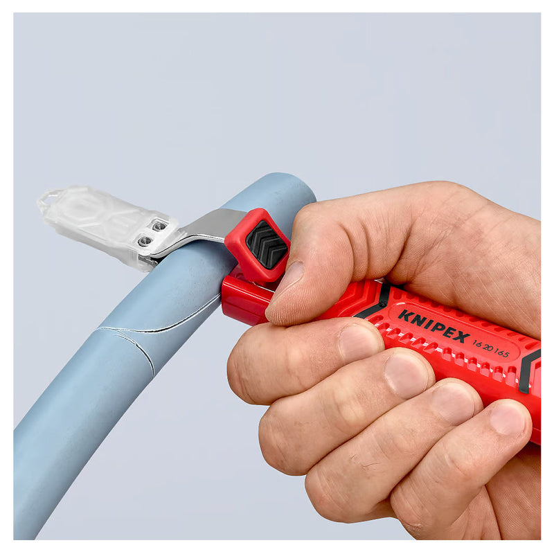 Dụng cụ tuốt dây, tích hợp dao rọc KNIPEX 16 20 165 SB khả năng tuốt từ Ø8mm - 28mm, chiều dài 165mm