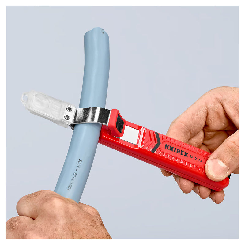 Dụng cụ tuốt dây, tích hợp dao rọc KNIPEX 16 20 165 SB khả năng tuốt từ Ø8mm - 28mm, chiều dài 165mm