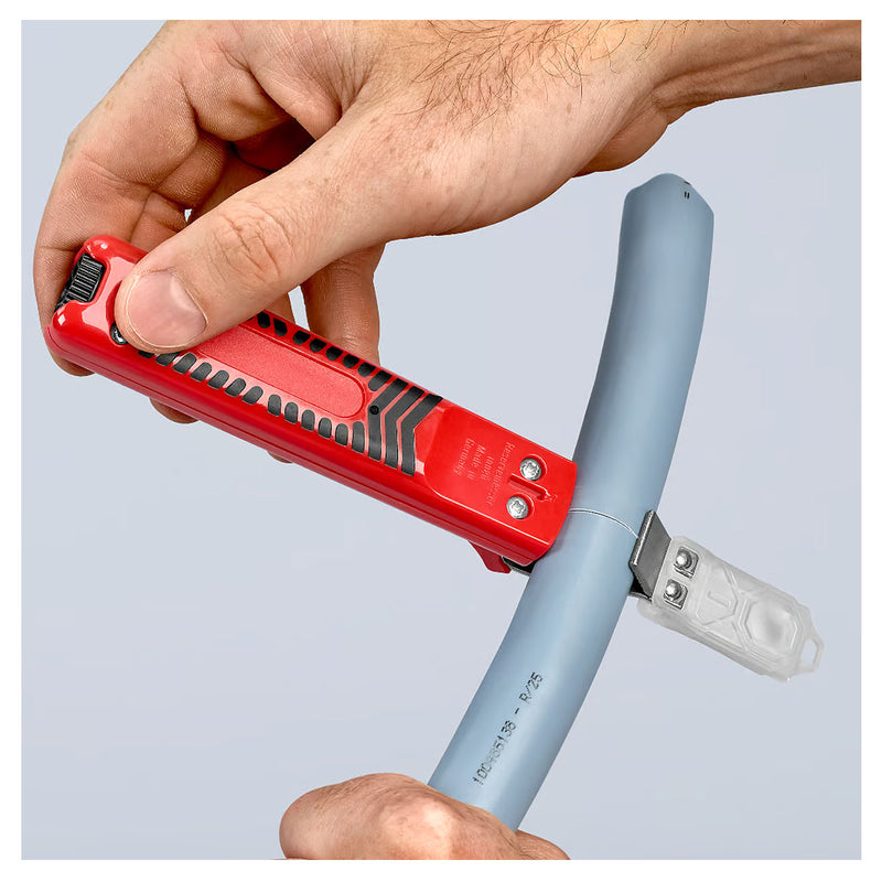 Dụng cụ tuốt dây, tích hợp dao rọc KNIPEX 16 20 165 SB khả năng tuốt từ Ø8mm - 28mm, chiều dài 165mm