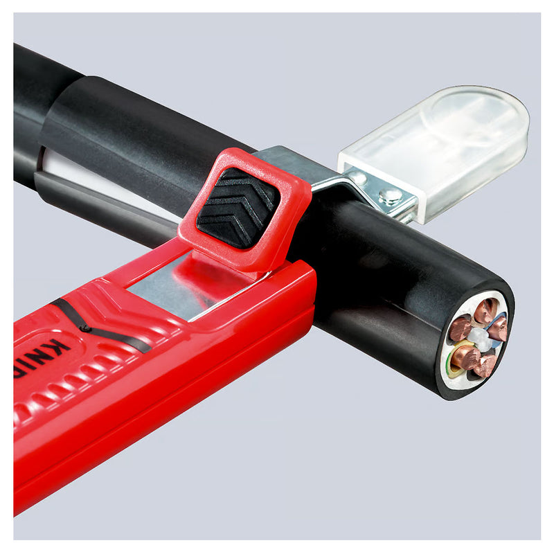 Dụng cụ tuốt dây, tích hợp dao rọc KNIPEX 16 20 165 SB khả năng tuốt từ Ø8mm - 28mm, chiều dài 165mm