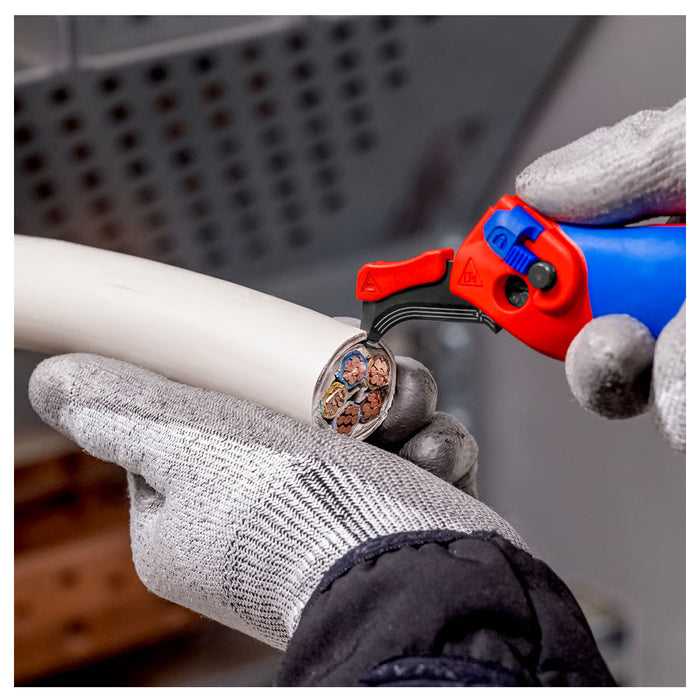 Dao rọc cáp, có trượt dẫn hướng KNIPEX 16 50 145 SB chiều dài 146mm