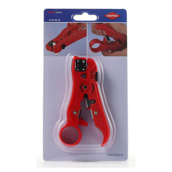 Dụng cụ tuốt dây cáp mạng, cáp đồng trục KNIPEX 16 60 06 SB