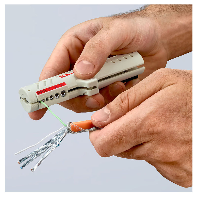 Dụng cụ tuốt dây cáp mạng KNIPEX 16 65 125 SB khả năng tuốt từ 0.2 - 4mm²