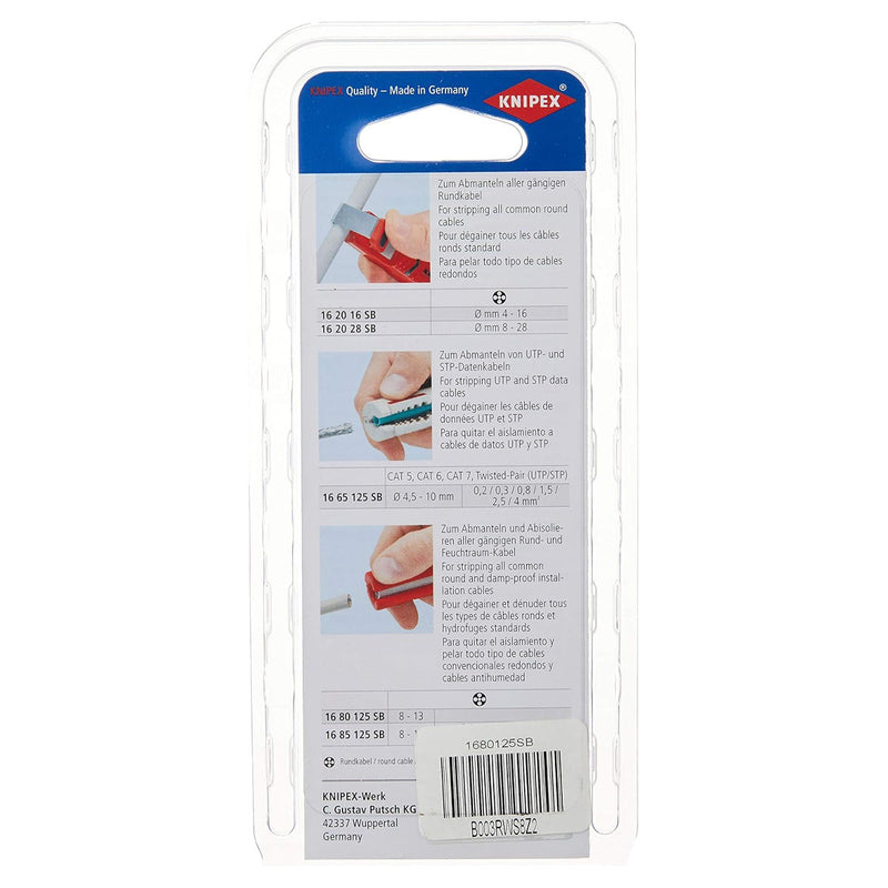 Dụng cụ tuốt dây KNIPEX 16 80 125 SB khả năng tuốt từ Ø8.0 - 13mm