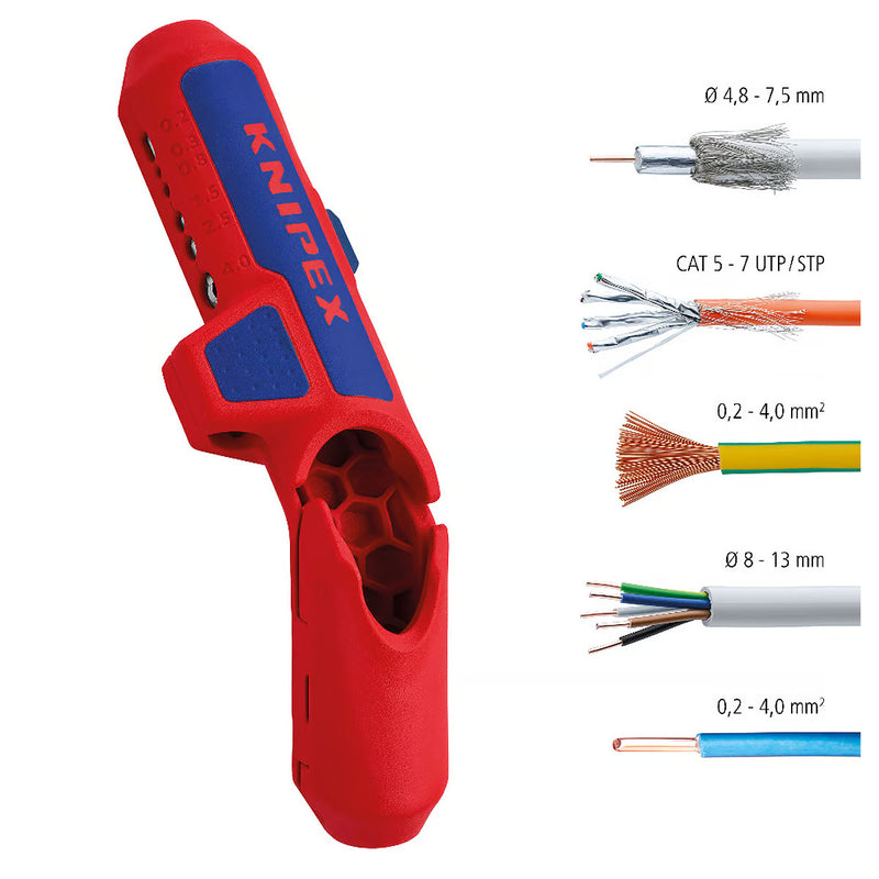 Dụng cụ tuốt dây KNIPEX ErgoStrip khả năng tuốt từ 0.2 - 4mm²