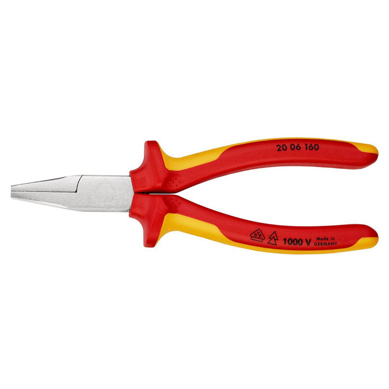 Kìm mũi phẳng KNIPEX 20 06 160 cách điện 1000V, chiều dài 160mm mạ chrome