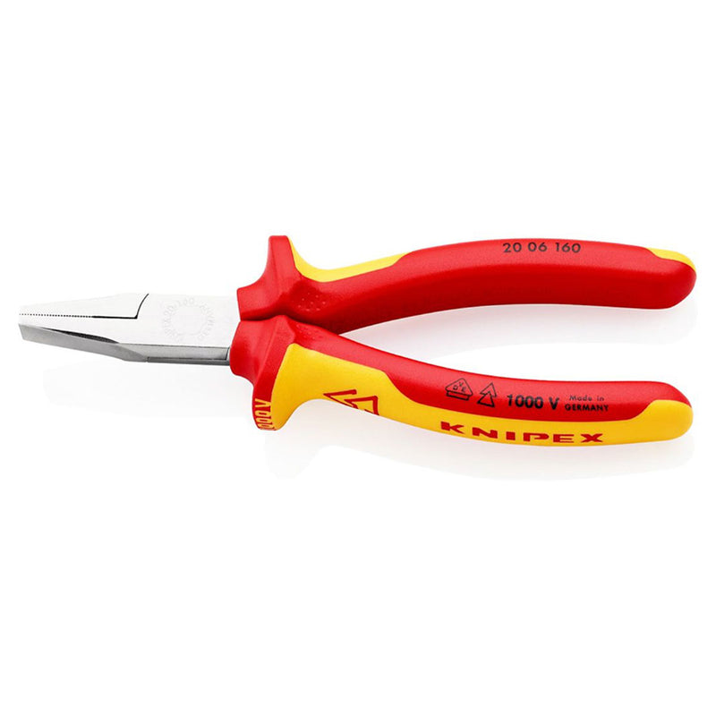 Kìm mũi phẳng KNIPEX 20 06 160 cách điện 1000V, chiều dài 160mm mạ chrome