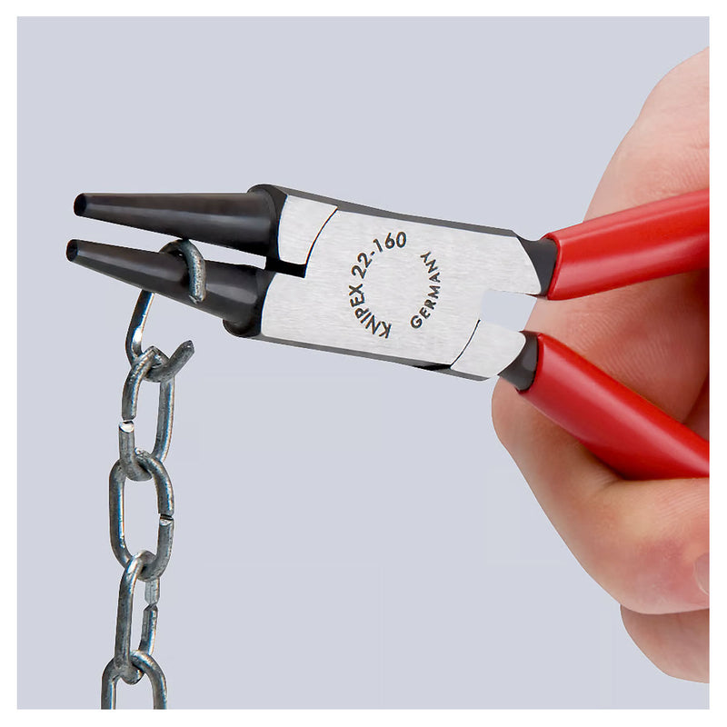 Kìm kẹp, uốn các vật liệu tròn nhỏ KNIPEX chiều dài từ 125mm - 160mm, mạ đen nhám tay cầm bọc nhựa kháng dầu mở