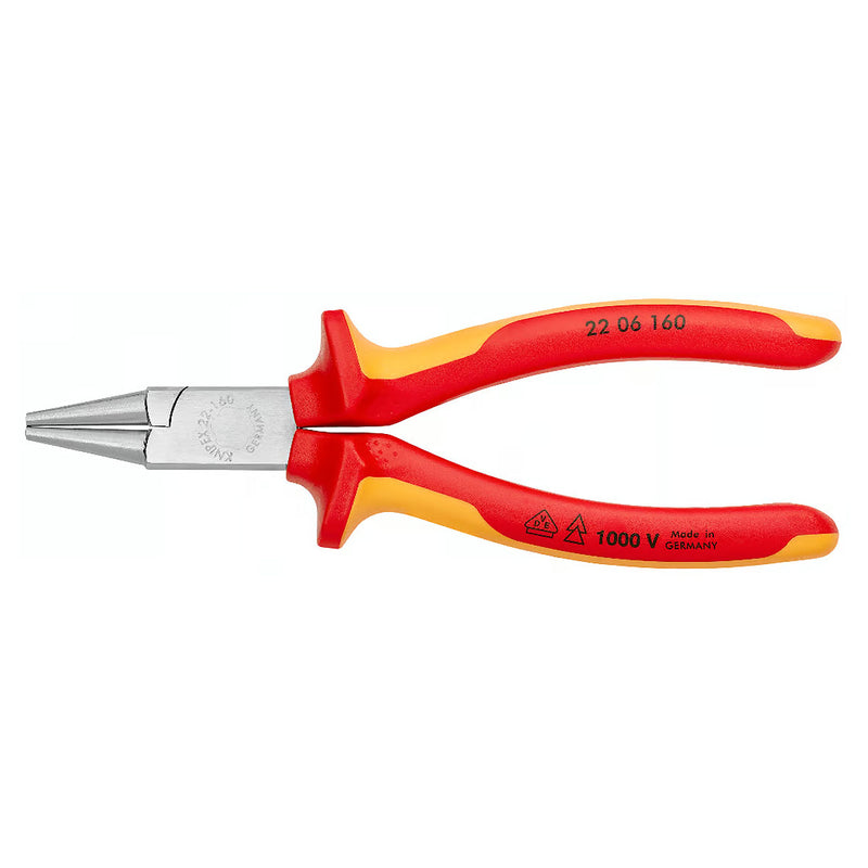 Kìm kẹp, uốn vật liệu tròn nhỏ KNIPEX 22 06 160 cách điện 1000V, chiều dài 160mm, mạ chrome
