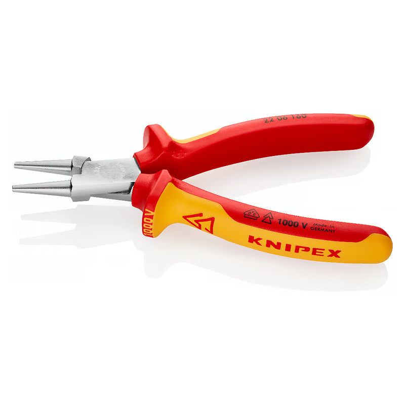 Kìm kẹp, uốn vật liệu tròn nhỏ KNIPEX 22 06 160 cách điện 1000V, chiều dài 160mm, mạ chrome