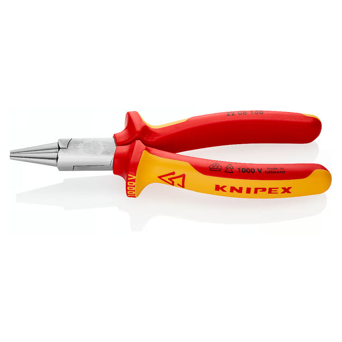 Kìm kẹp, uốn vật liệu tròn nhỏ KNIPEX 22 06 160 cách điện 1000V, chiều dài 160mm, mạ chrome