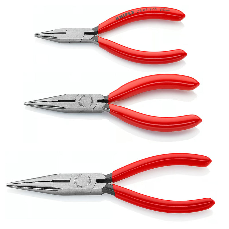 Kìm nhọn KNIPEX chiều dài từ 125mm - 160mm, mạ đen nhám tay cầm bọc nhựa kháng dầu mở