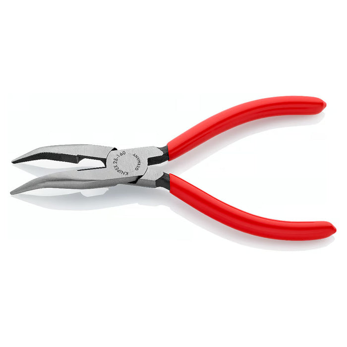 Kìm nhọn mũi cong KNIPEX 25 21 160 chiều dài 160mm, mạ đen nhám tay cầm bọc nhựa kháng dầu mở
