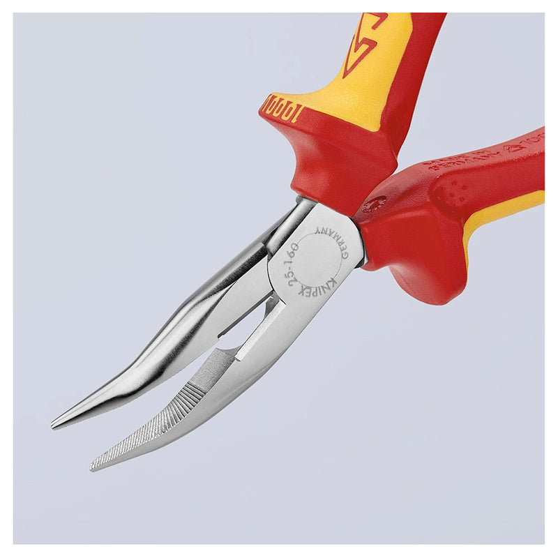 Kìm nhọn mũi cong KNIPEX 25 26 160 cách điện 1000V, chiều dài 160mm, mạ chrome
