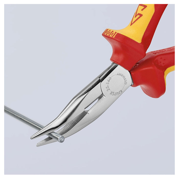 Kìm nhọn mũi cong KNIPEX 25 26 160 cách điện 1000V, chiều dài 160mm, mạ chrome