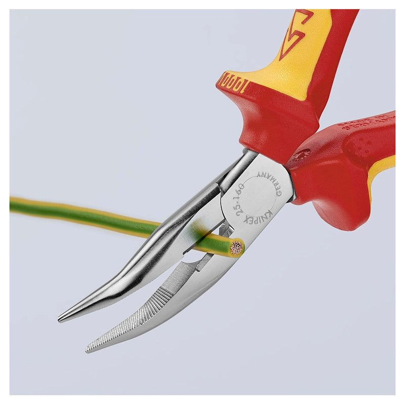 Kìm nhọn mũi cong KNIPEX 25 26 160 cách điện 1000V, chiều dài 160mm, mạ chrome