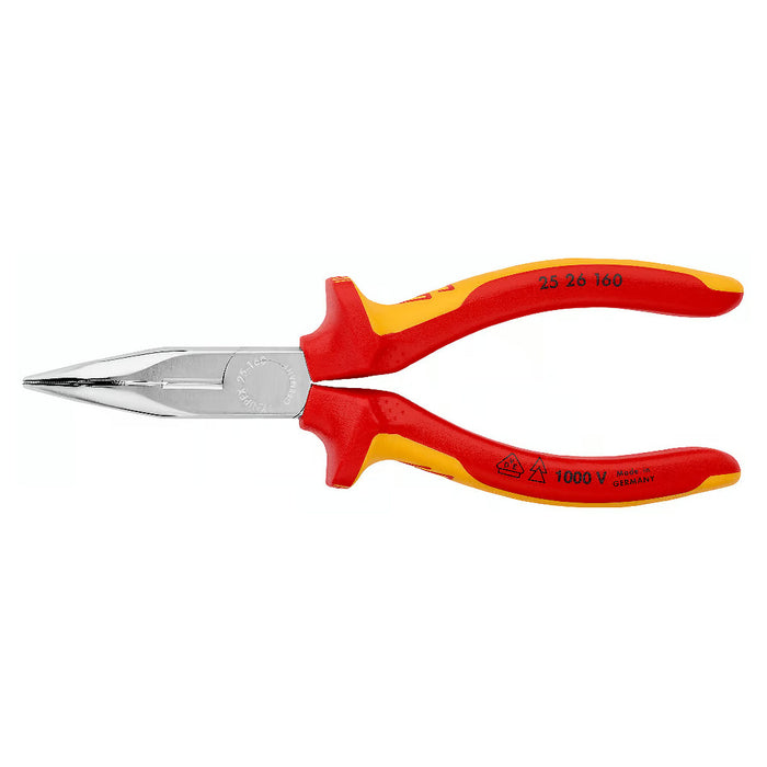 Kìm nhọn mũi cong KNIPEX 25 26 160 cách điện 1000V, chiều dài 160mm, mạ chrome