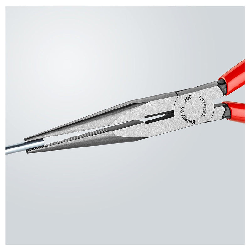 Kìm nhọn KNIPEX 26 11 200 chiều dài 200mm, mạ đen nhám tay cầm bọc nhựa kháng dầu mở