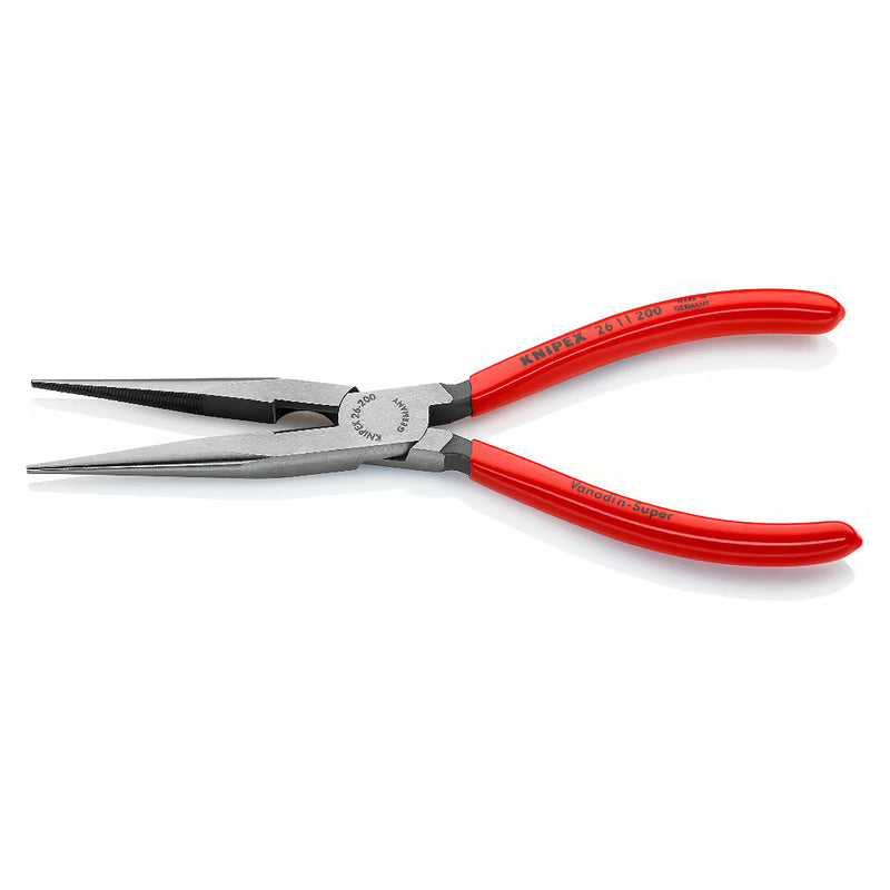 Kìm nhọn KNIPEX 26 11 200 chiều dài 200mm, mạ đen nhám tay cầm bọc nhựa kháng dầu mở