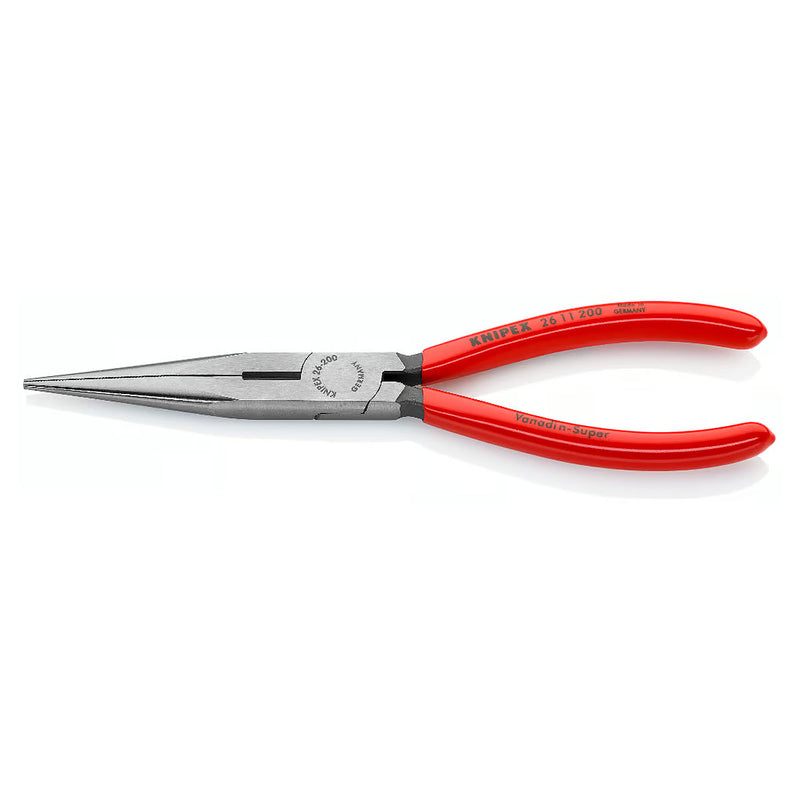 Kìm nhọn KNIPEX 26 11 200 chiều dài 200mm, mạ đen nhám tay cầm bọc nhựa kháng dầu mở