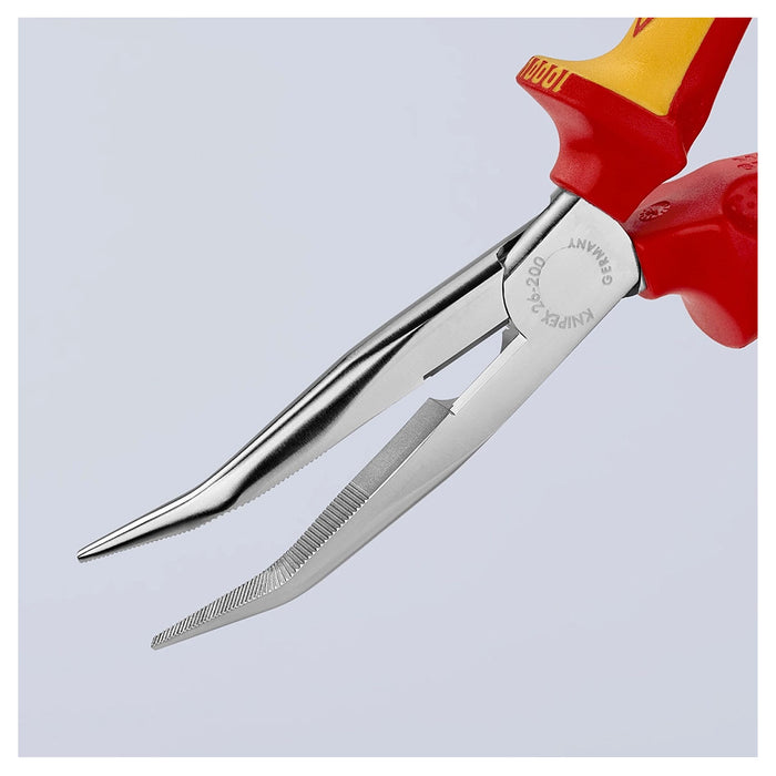 Kìm nhọn mũi cong KNIPEX cách điện 1000V, chiều dài 200mm, mạ chrome