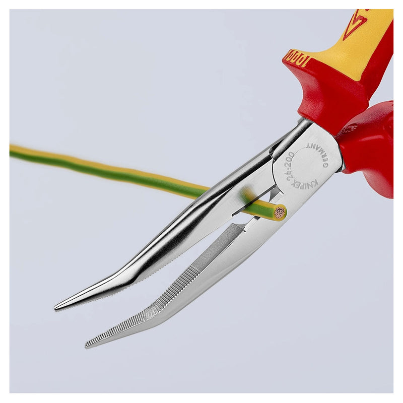 Kìm nhọn mũi cong KNIPEX cách điện 1000V, chiều dài 200mm, mạ chrome