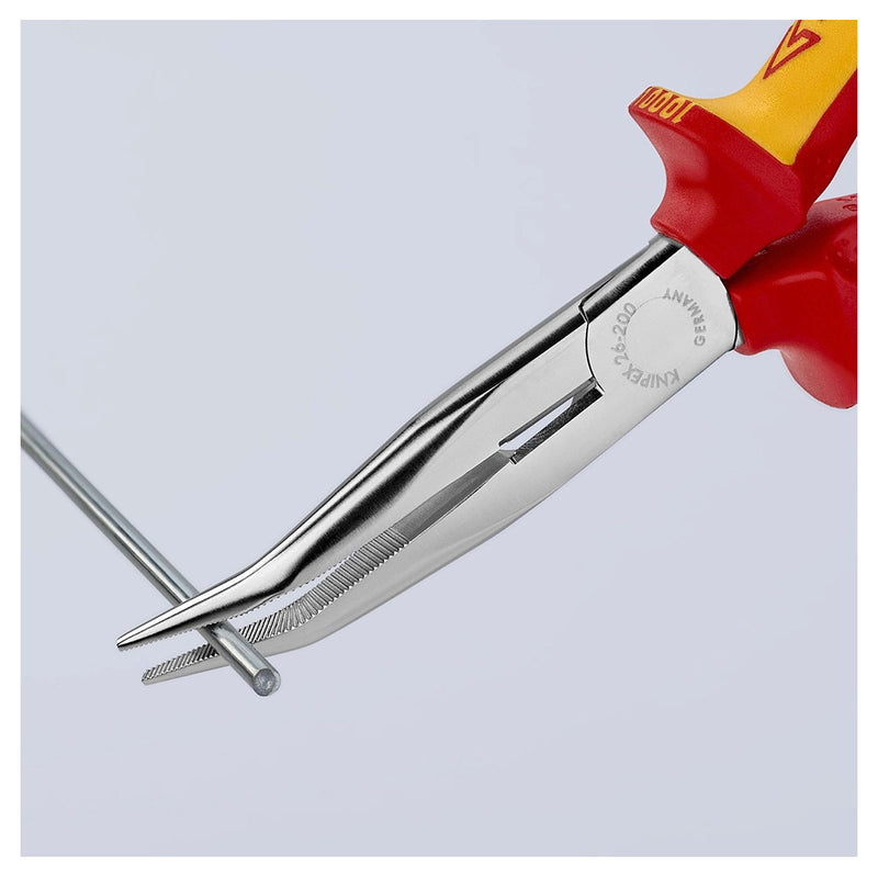 Kìm nhọn mũi cong KNIPEX cách điện 1000V, chiều dài 200mm, mạ chrome