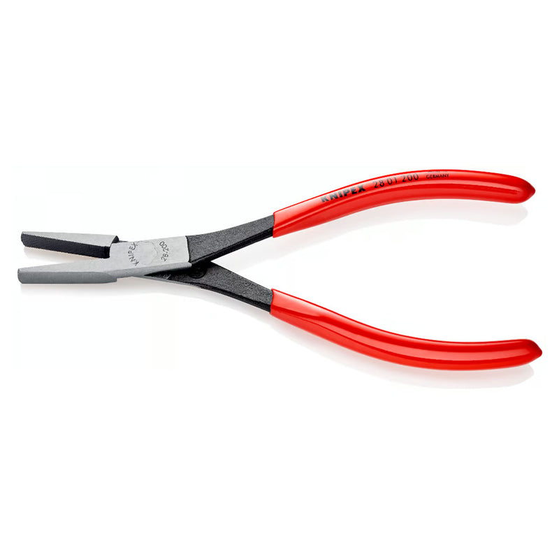 Kìm nhọn thân dài chuyên dùng trong không gian hẹp KNIPEX 28 01 200 chiều dài 200mm, mạ đen nhám tay cầm bọc nhựa kháng dầu mở