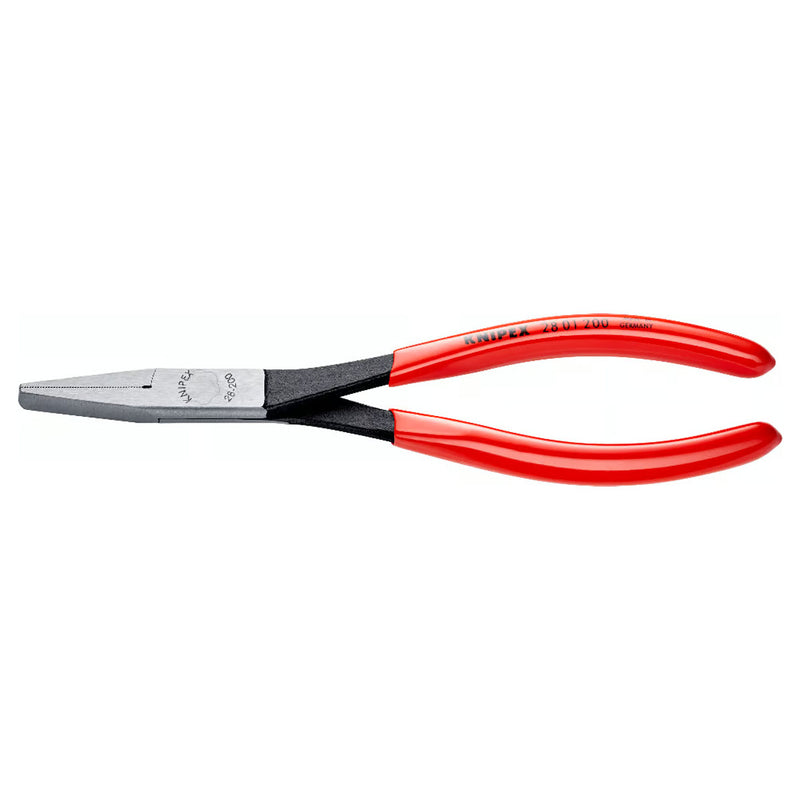 Kìm nhọn thân dài chuyên dùng trong không gian hẹp KNIPEX 28 01 200 chiều dài 200mm, mạ đen nhám tay cầm bọc nhựa kháng dầu mở