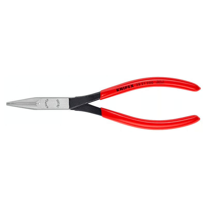 Kìm nhọn thân dài chuyên dùng trong không gian hẹp KNIPEX 28 21 200 chiều dài 200mm, mạ đen nhám tay cầm bọc nhựa kháng dầu mở