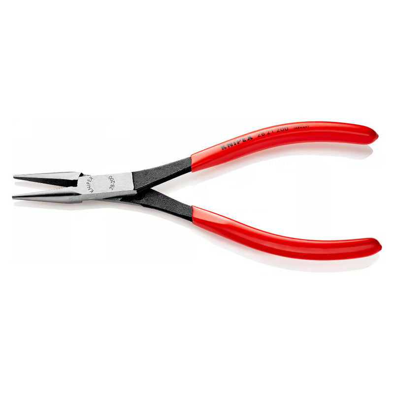 Kìm nhọn thân dài chuyên dùng trong không gian hẹp KNIPEX 28 21 200 chiều dài 200mm, mạ đen nhám tay cầm bọc nhựa kháng dầu mở