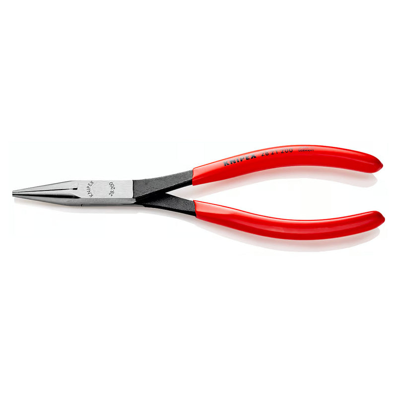 Kìm nhọn thân dài chuyên dùng trong không gian hẹp KNIPEX 28 21 200 chiều dài 200mm, mạ đen nhám tay cầm bọc nhựa kháng dầu mở