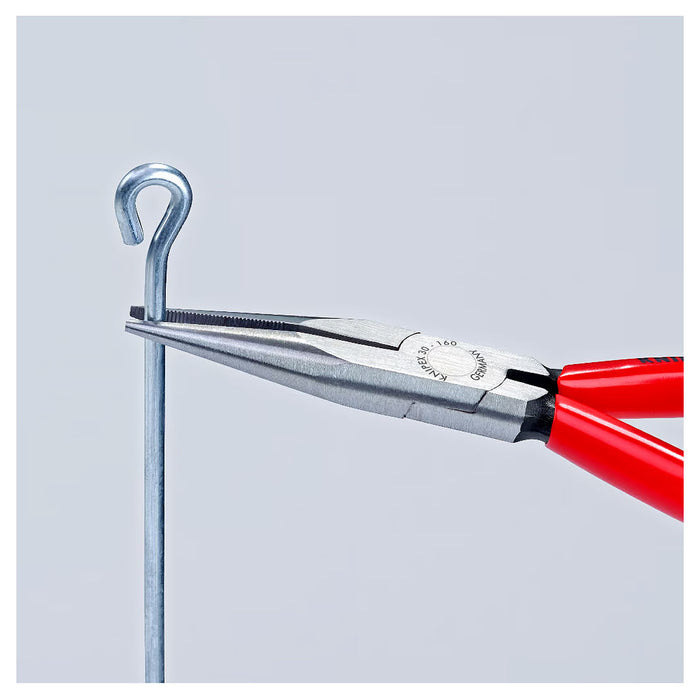 Kìm kẹp mũi nhọn, hàm bán nguyệt KNIPEX chiều dài từ 140mm - 160mm, mạ đen nhám tay cầm bọc nhựa kháng dầu mở