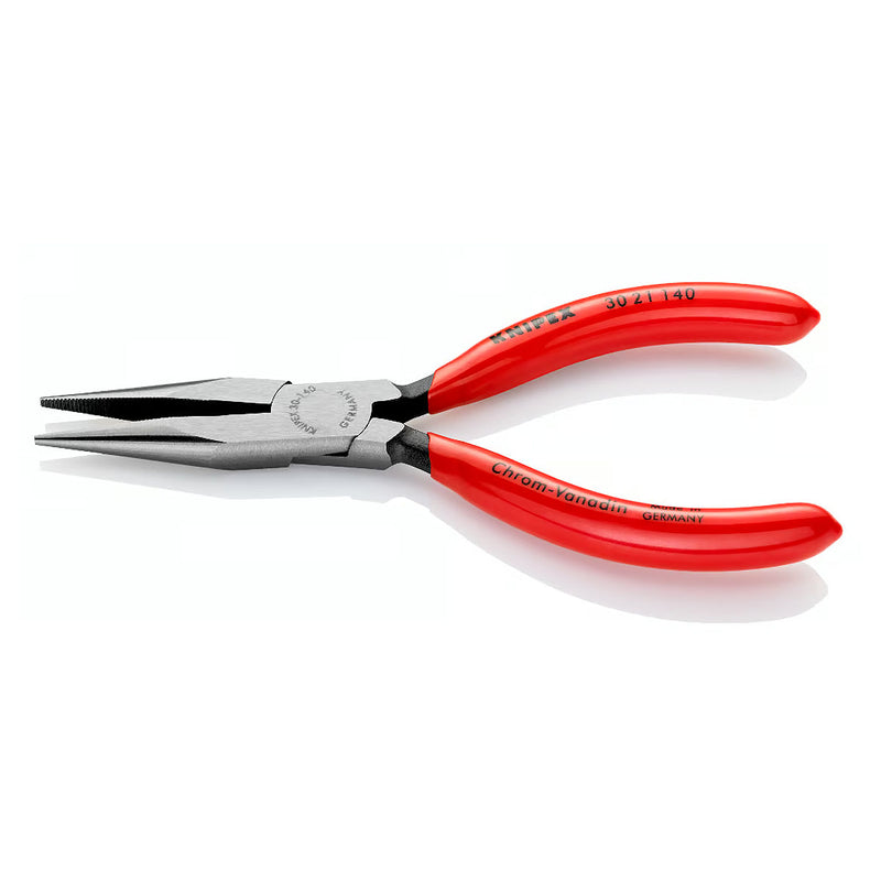 Kìm kẹp mũi nhọn, hàm bán nguyệt KNIPEX chiều dài từ 140mm - 160mm, mạ đen nhám tay cầm bọc nhựa kháng dầu mở