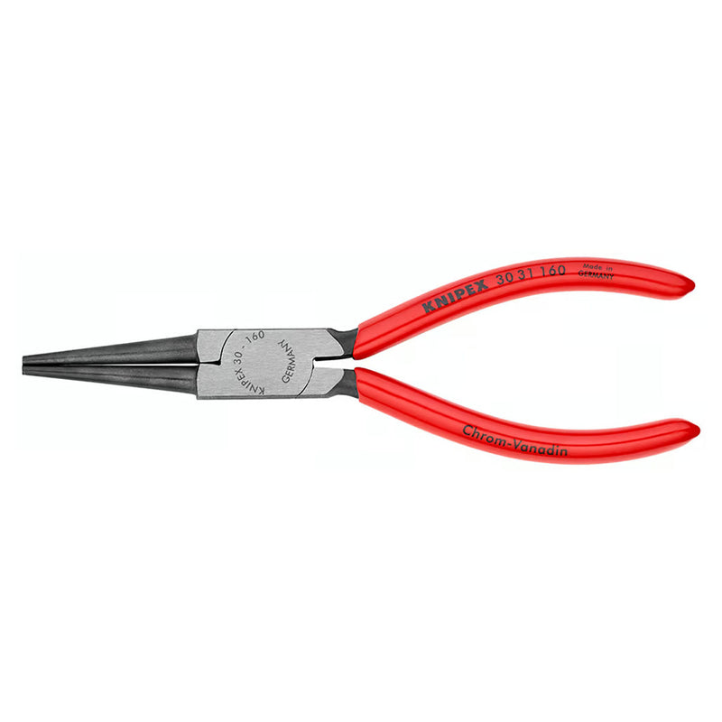 Kìm kẹp mũi nhọn, hàm tròn KNIPEX 30 31 160 chiều dài 160mm, mạ đen nhám tay cầm bọc nhựa kháng dầu mở