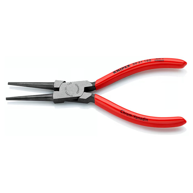 Kìm kẹp mũi nhọn, hàm tròn KNIPEX 30 31 160 chiều dài 160mm, mạ đen nhám tay cầm bọc nhựa kháng dầu mở